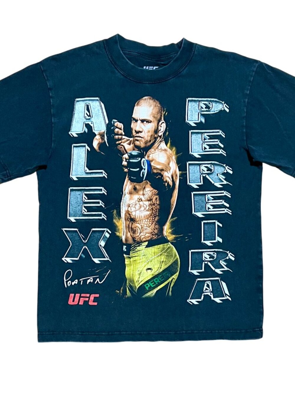 UFC Alex Pereira Poatan Double Sided 2 Division Champion T-Shirt, Men's Small